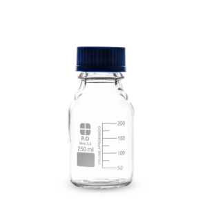 250 ML Clear Reagent Bottle with Blue Screw Cap