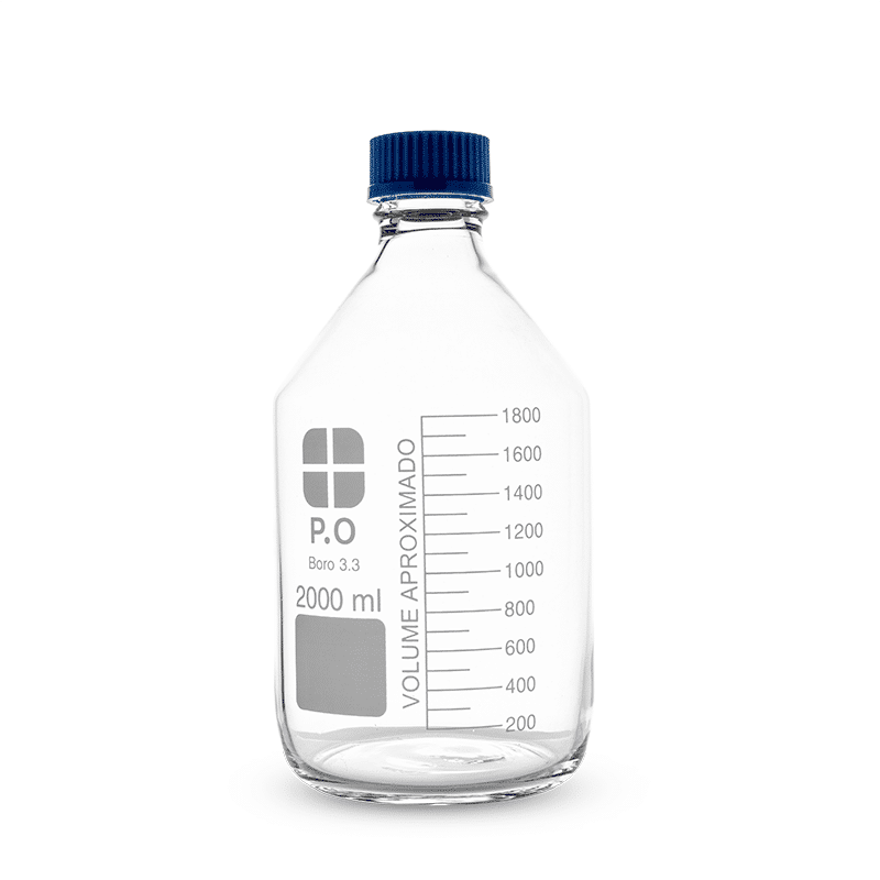 2L Clear Reagent Bottle with Blue Screw Cap